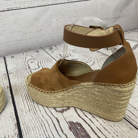 Marc Fisher Adalyn Sandal Womens 9.5 Tan‎ Suede Leather Espadrille Wedge ITM751 - Picture 8 of 12